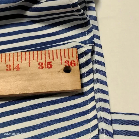 Lucy Paris size Large Blue White Striped Embroidered Shift Button Up Dress - Picture 11 of 11